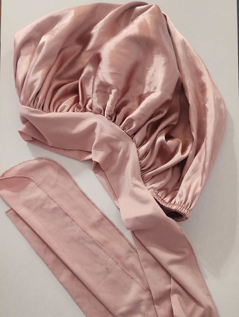 Yanibest- Silk Butter Satin Bonnet with Tie Band - Blush Pink